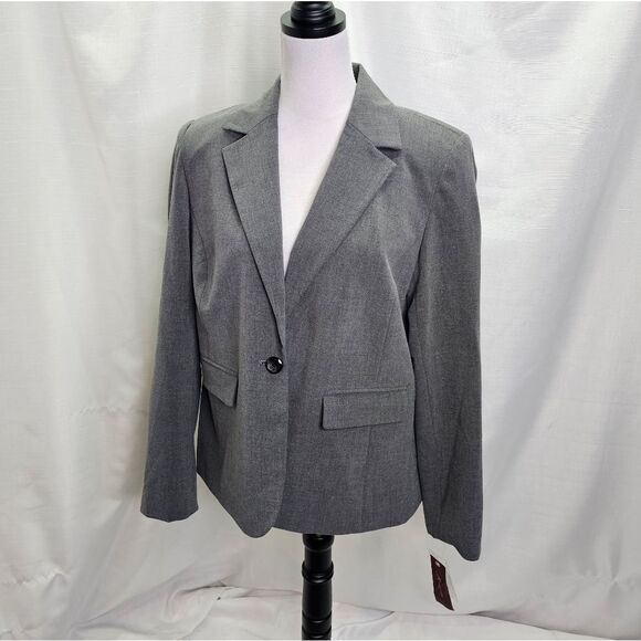JM Collection Charcoal Gray One Button Blazer Jacket Size 10 - Picture 4 of 11